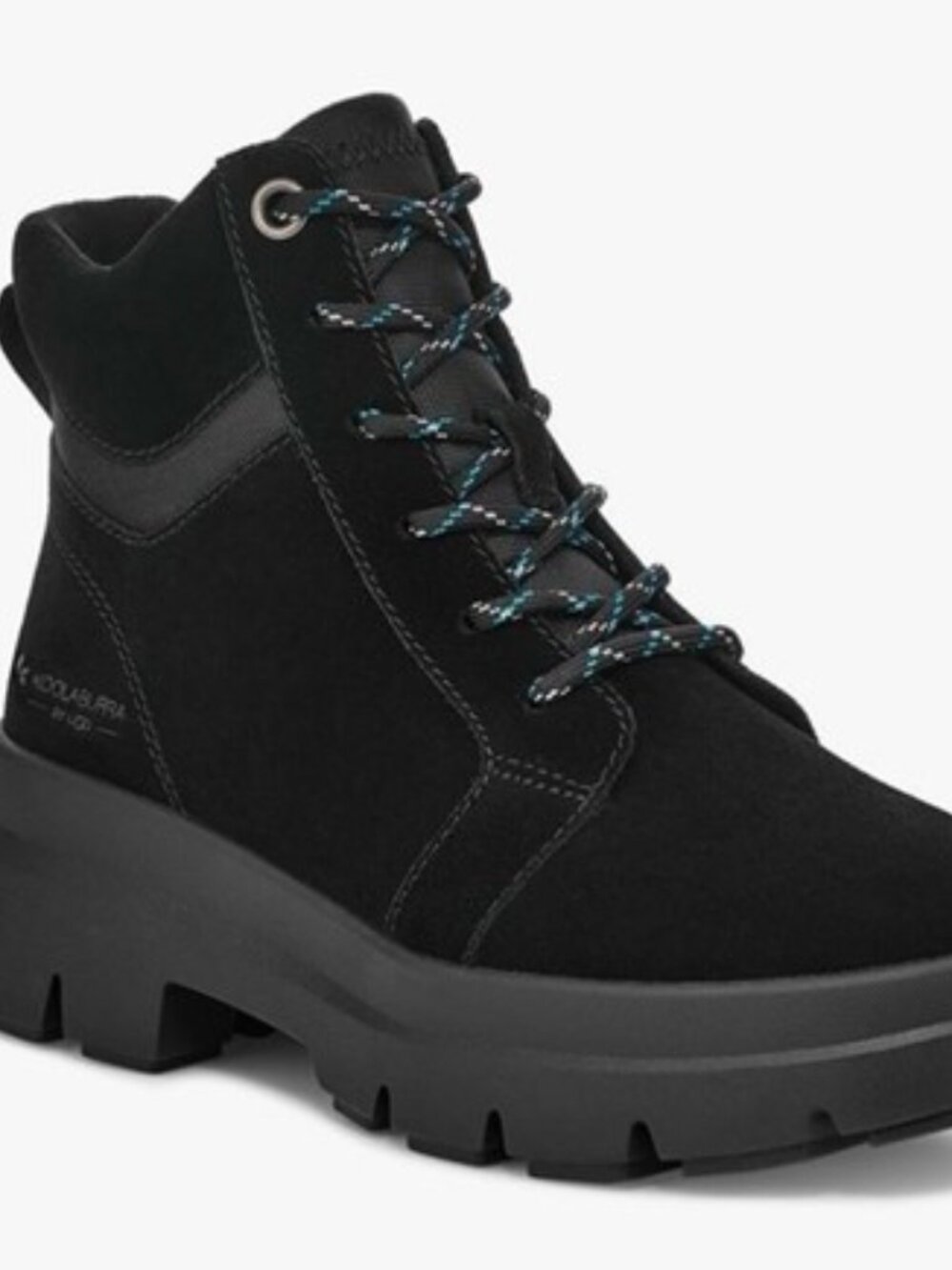 Koolaburra by UGG Jozie Combat Boots Suede Faux Fur Lace Up Booties Black Size 7